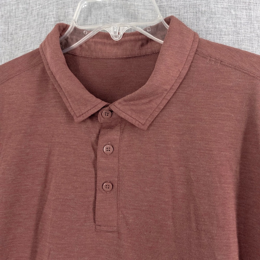 Lululemon Men's XL Evolution Polo Brown Short Sleeve Golf Shirt No Tag